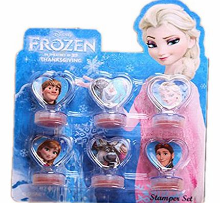 6 IN 1 Disney Frozen Princess Figures Stamper Student Birthday Gift With Ink SET