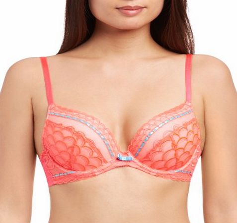 Gossard Womens Lola Scallop Lace Padded Plunge Everyday Bra, Pink (Neon Pink), 36D