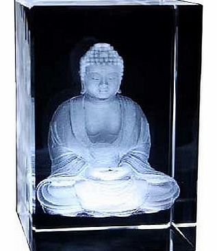 Got-Bonsai? - Giftware Meditating Buddha Etched Crystal Ornament - Gift Boxed