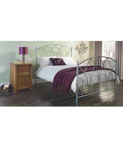 Metal Double Bed Frame - Silver