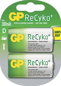 GP Batteries, 1228[^]3595G ReCyko  Rechargeable Batteries D