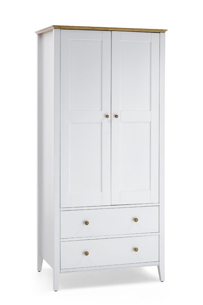 2 Door Wardrobe - Opal White with Golden