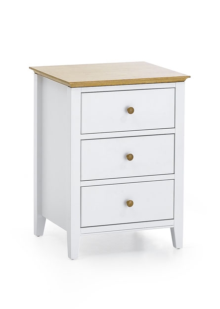 Grace 3 Drawer Bedside Table - Opal White with