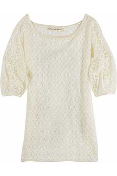 Cream silk blend winter lace blouse with an unstructured fit.