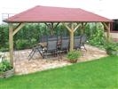 grand Open Pergola with Felt Shingles: 290 x 490cm - With Red Roof Tiles