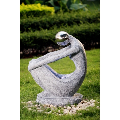 granite Lady Holding Knees Water Feature