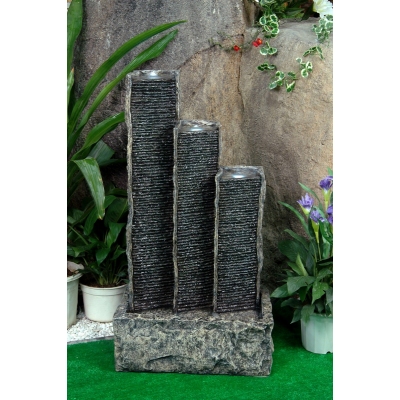 granite Triple Ripple Columns Water Feature