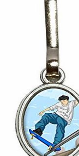 Graphics and More Skateboarder - Skateboarding Skateboard Antiqued Oval Charm Clothes Purse Luggage Backpack Zipper Pull