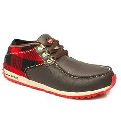 Male Fulton Expedition Leather Upper Fashion Large Sizes in Brown and Lime