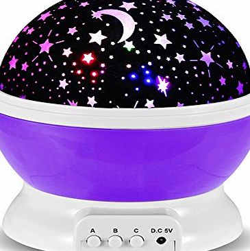 GRDE Galaxy Constellation Night Light - 4 Bright Colours with 360 Degree Moon Star Projection and Rotation - Kids Baby Bedroom and Nursery - Great Gift Idea