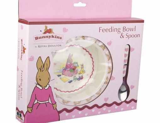 Great Gizmos Bunnykins Pink Bunnies Feeding Bowl and Spoon Set