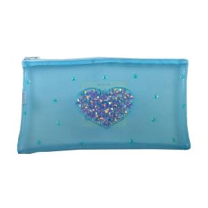 Great Gizmos Pink Poppy Turquoise Sequin Heart Pouch