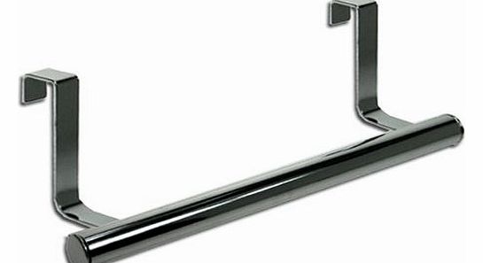 Over Door Kitchen / Bathroom Tea Towel Rail / Holder - Simply Slots On Any Cupboard Door Up To 2cm (0.75``) Thick - Brushed Stainless Steel Finish