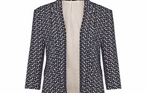 Navy and oatmeal printed blazer