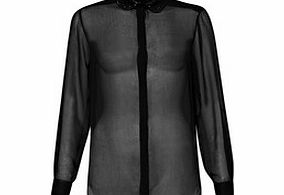 Night Lights black sheer sequin shirt