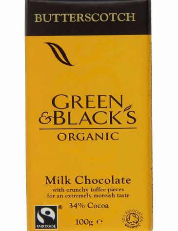Green and Blacks Organic Butterscotch Milk Chocolate Bar 100 g (Pack of 5)