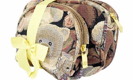 Green Bear QHS Tapestry Cosmetic/Makeup Bag set (x2) Teddy Bears - Gobelin Style