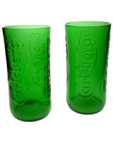 Green Glass Pack of 2 Recycled Carlsberg Tumblers - not just