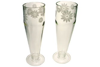 Green Glass Recycled Juice Bottle Flutes