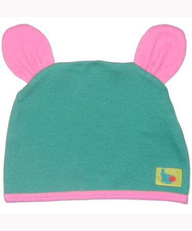 Green Rabbit Pea and Raspberry rabbit hat
