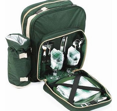 Greenfield Collection Luxury Two Person Picnic Backpack - Forest Green