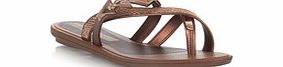 Grendha Glamour brown and snakeskin thong sandal