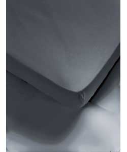 Grey Percale Kingsize Fitted Sheet
