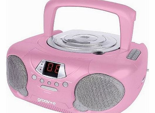 Groov-e GVPS713RD Boombox Portable CD Player with Radio - Pink