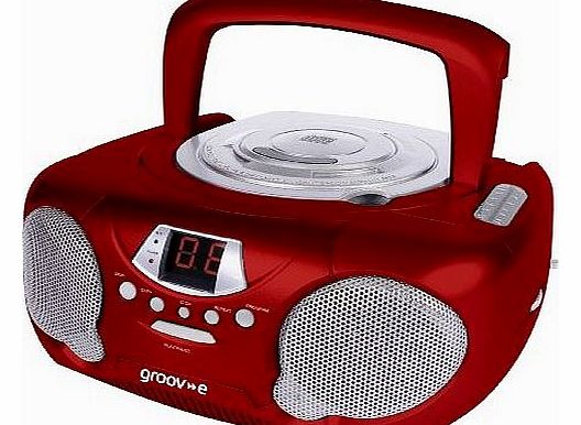 Groov-e GVPS713RD Boombox Portable CD Player with Radio - Red
