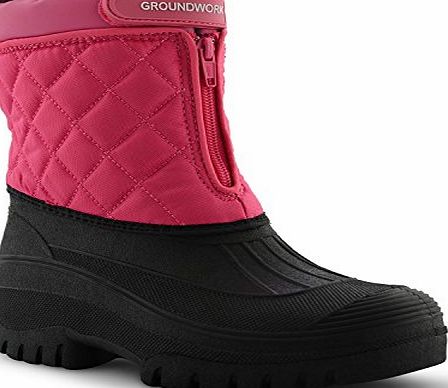 Groundwork New Ladies Snow Rain Fur Ski Winter Waterproof Thermal Mucker Boots Size UK 3-8