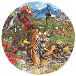 Grovely Jigsaws James Hamilton Grovely Puzzles Himalayan Tiger 500 Circular Piece Jigsaw Puzzle