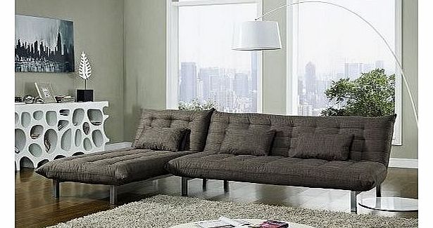 3 Seater Fabric Sofa Bed with Recliner Chaise and 3 Pillows L-Shaped Corner Set (Taupe Grey)