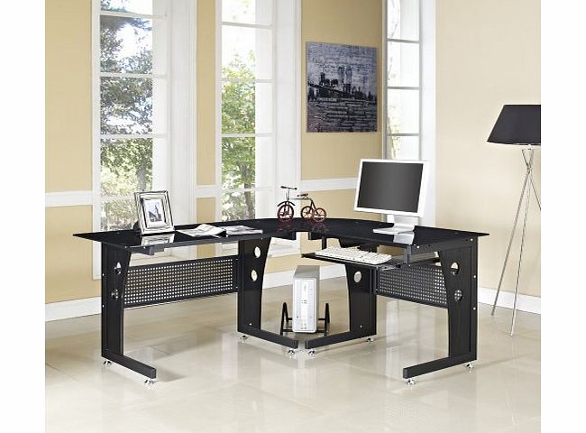 GRS COMPUTER DESK HOME OFFICE FURNITURE PC TABLE BLACK