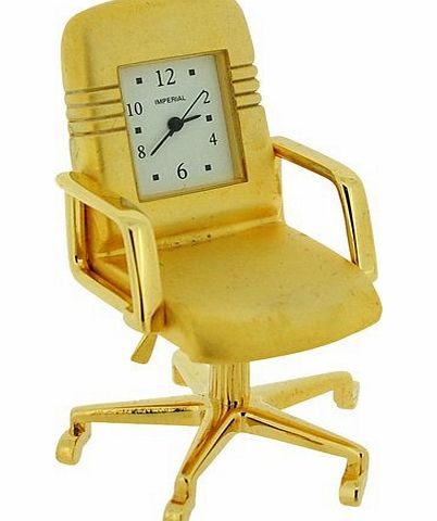 GTP Miniature Gold Plated Metal Office Swivel Chair Novelty Collectors Clock IMP1047