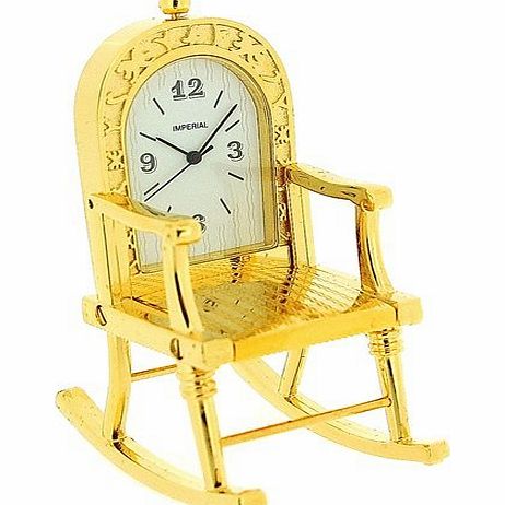 Miniature Gold Plated Metal Rocking Chair Novelty Collectors Clock IMP99