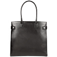 Logoed Black Leather Large Tote Bag