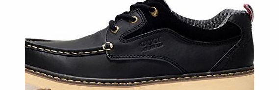 GUCIHEAVEN  Mens Spring Fashion Outdoor Working British Leather Lace-up Flats Size 42 EU Black