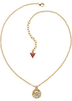 Gold Plated Pave Crystal Set Logo Necklace
