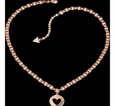 Guess Rose Gold PVD G Girl Coin Heart Pendant