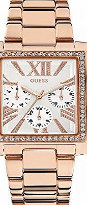 Guess Watches Ladies Haven Square Rose Gold Stone Set Multi Dial Watch