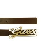 Guess Women` Signature Dark Brown Eco-Leather Belt