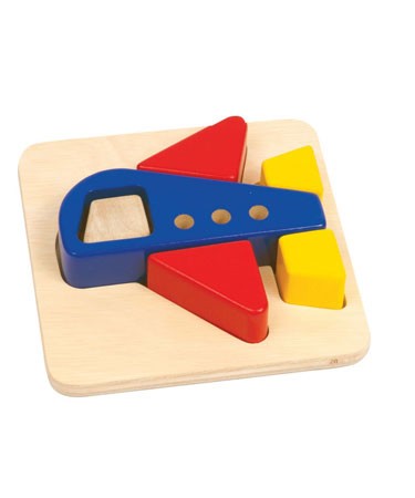 Guidecraft Wooden Toys Bright Primary Colour Wooden Airplane Puzzle