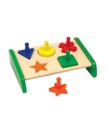Guidecraft Wooden Toys Hardwood Primay Colour Table Top Shapes Puzzle