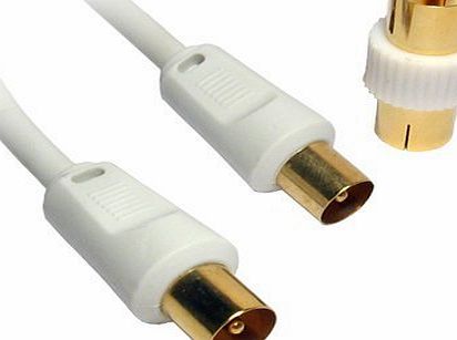 Guilty Gadgets - 10M Metre Male to Male RF TV Aerial Lead Cable Coaxial Extension Female Digital with Coupler
