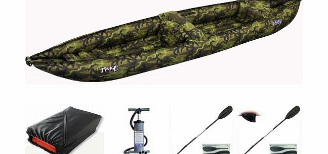 Gumotex - Twist 2 Inflatable Kayak with Bag, Fin, Pump and 2 Quality Paddles - Camo