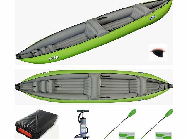 Gumotex - Twist 2 Inflatable Kayak with Bag, Fin, Pump and 2 Quality Paddles - Green