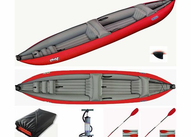 Gumotex - Twist 2 Inflatable Kayak with Bag, Fin, Pump and 2 Quality Paddles - Red