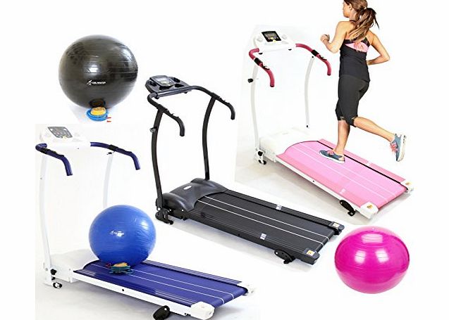 ELECTRIC TREADMILL Exercise Equipment - Fitness Motorised 1.5HP Home Gym in BLACK + FREE GYM BALL