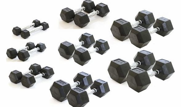  7.5KG Fitness Rubber Hex Dumbbells (Pair) Commercial Grade Quality for Body Building Strength Core Resistance