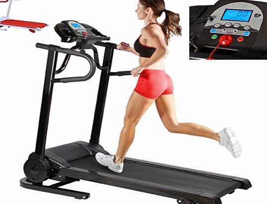 Gym Time New 12km/hr Incline Electric Treadmill With Built In Speakers For SmartPhone Neatly Folds Away (Black)